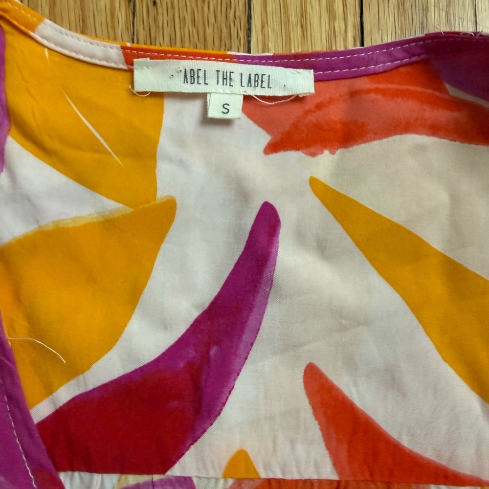 Abel the Label Anthropologie Hi Low Maxi Dress Smocked Waist Pink Orange - Picture 2 of 3